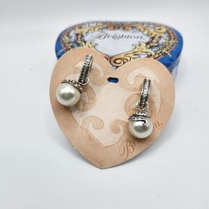 Brighton genuine pearl cz earrings.